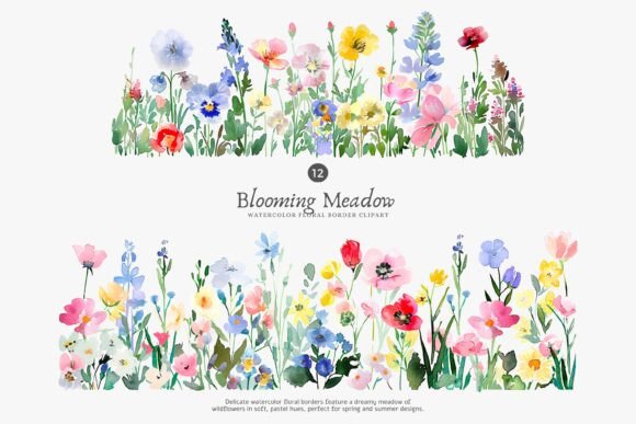 Download Watercolor Flowers Floral Border Set - Water Collection
