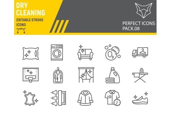 Download Dry Cleaning Line Icon Set - Clean Collection