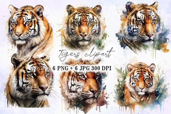 Download Tiger Face Watercolor Art Set - Water Collection