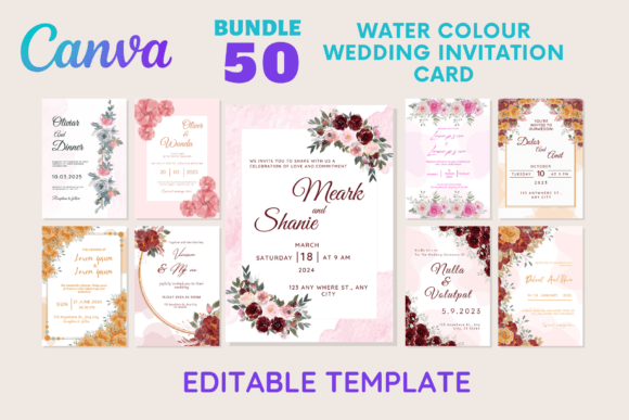 Download Water Colour Wedding Invitation Card - Water Collection