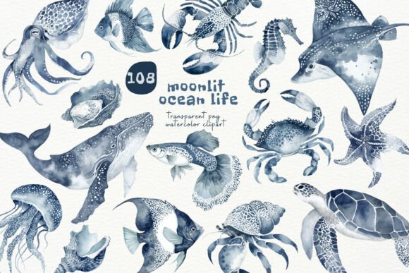Download Watercolor Moonlit Ocean PNG Clipart - Water Collection