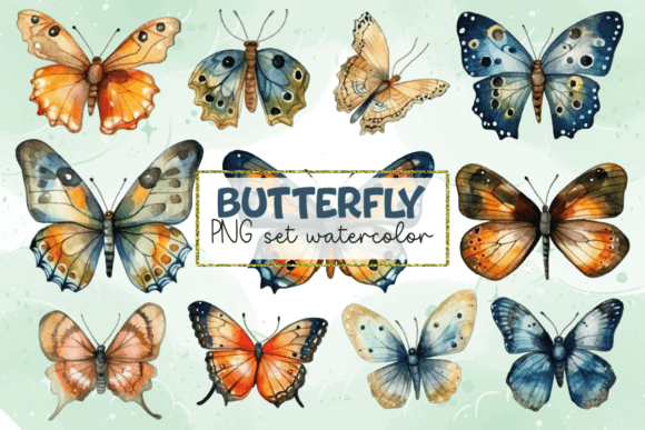 Download Watercolor Butterfly Set PNG - Water Collection