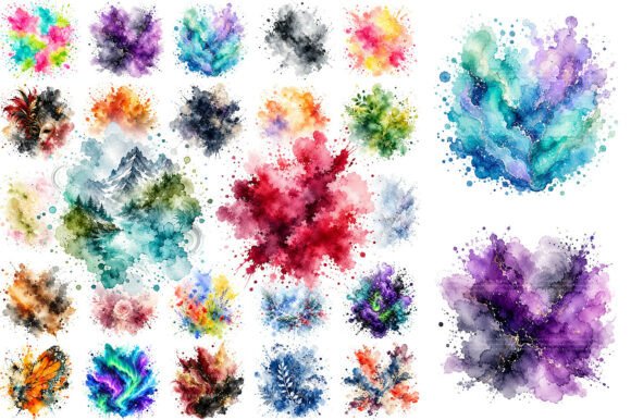 Download 100 Abstract Watercolor Splash Clipart - Water Collection