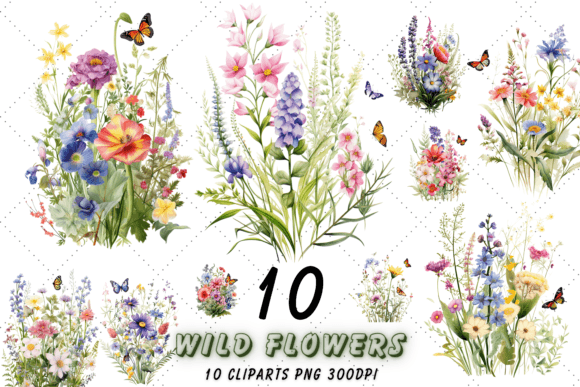 Download Watercolor Wild Flowers Clipart Bundle - Water Collection