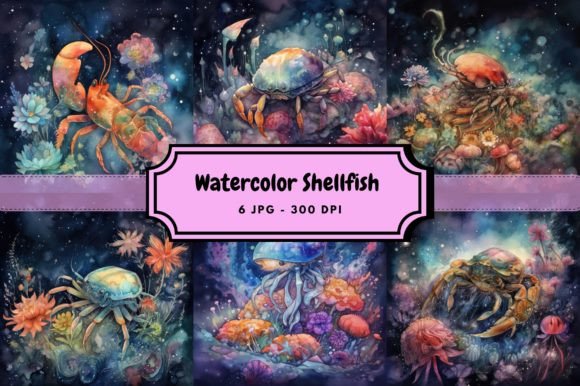 Download Watercolor Mysterious Shellfish Bundle - Water Collection