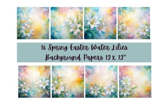 Download 16 Watercolor Easter Lily Spring Papers - Water Collection