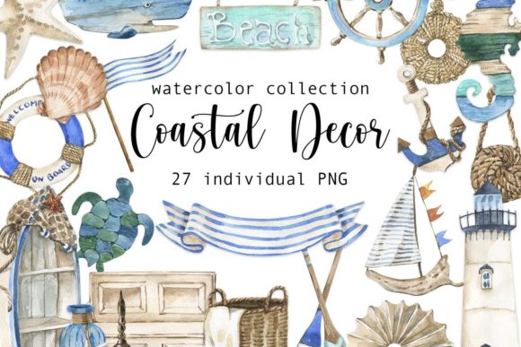 Download Watercolor Coastal Decor Clipart - Water Collection