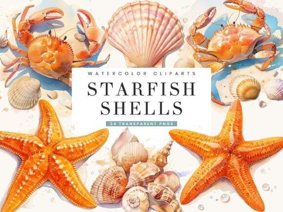 Download Watercolor Starfish Clipart Bundle - Water Collection