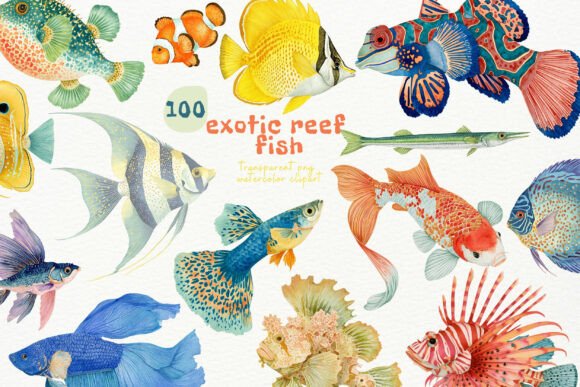 Download Watercolor Exotic Fish PNG Clipart - Water Collection