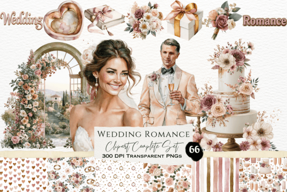 Download Wedding Romance Watercolor Clipart Set - Water Collection