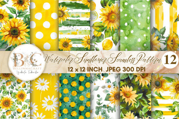 Download Watercolor Sunflower Seamless Pattern - Water Collection