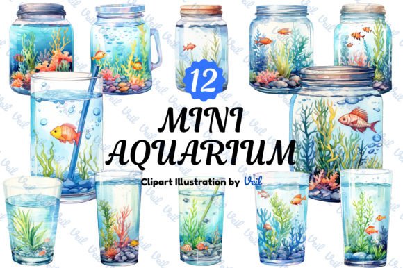 Download Mini Aquarium Clipart Watercolor Bundle - Water Collection