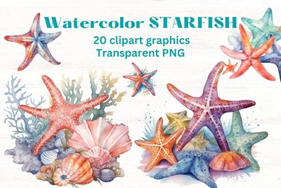 Download Watercolor Ocean Starfish Clipart X20 - Water Collection