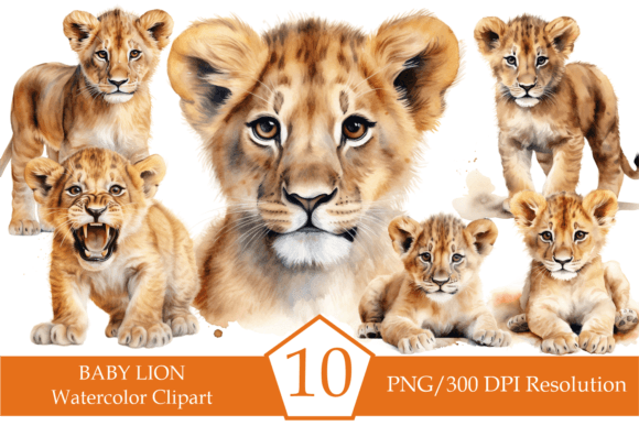 Download Watercolor Baby Lion, King of the Jungle - Water Collection