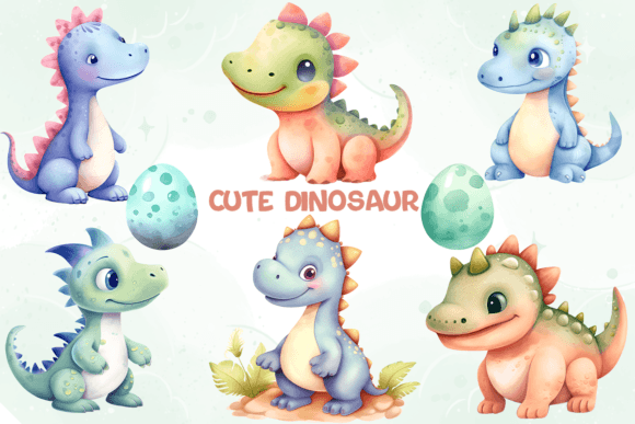 Download Cute Dinosaur Set Watercolor - Water Collection