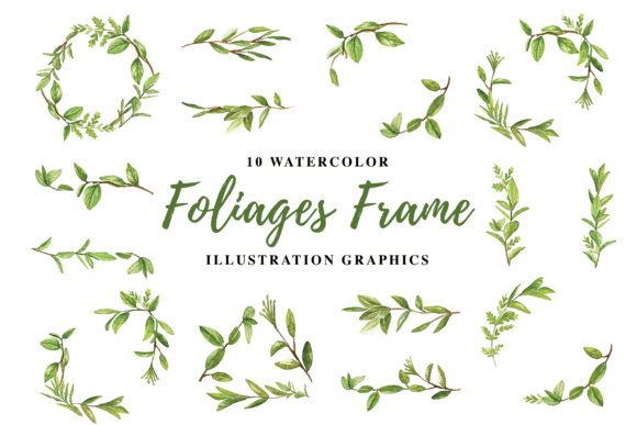 Download 10 Watercolor Foliages Frame - Water Collection