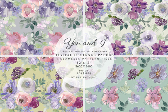 Download Watercolor Floral Seamless Pattern Set - Water Collection