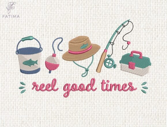 Download Reel Good Times Fishing Embroidery - Premium Resources