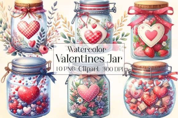 Download Watercolor Valentines Jar Clipart - Water Collection